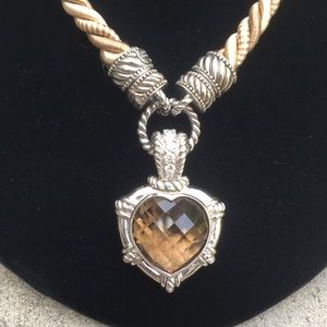 Judith Ripka smoky quartz heart pendant necklace